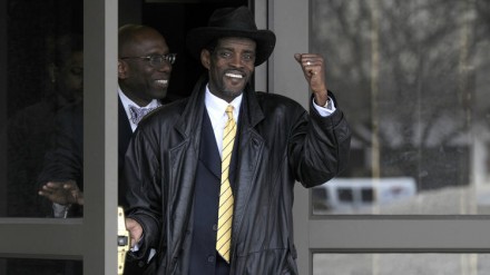 Newton departs Hartford Superior Court after his sentencing. (Hartford Courant photo Michael McAndrews)