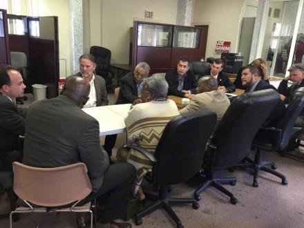 Ganim meets with city's state legislative delegation at his campaign headquarters.