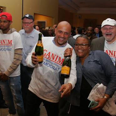 Gomes with champagne