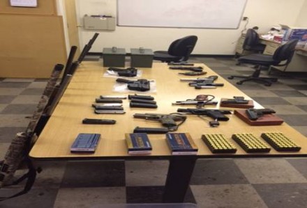 guns on table