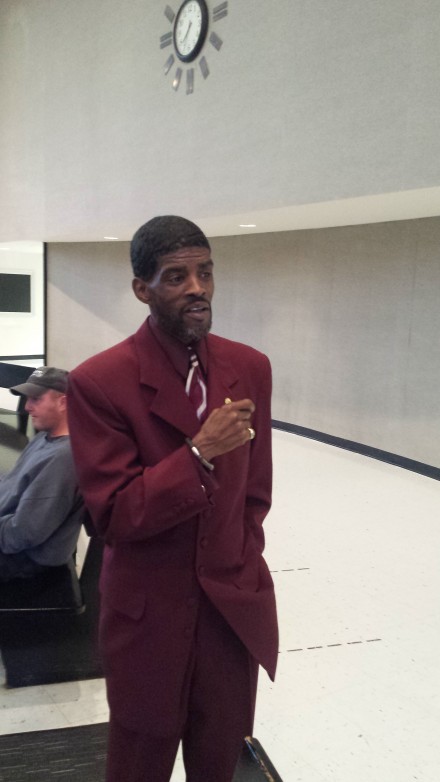 Ernie Newton brought his maroon threads to City Council meeting.