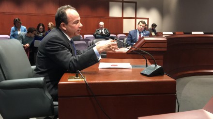 Ganim addresses legislative committee. At right State Rep. Steve Stafstrom.