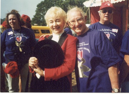 Betty Pfriem, here with Bridgeport cartoonist Ray Dirgo, in 1986. Betty for the Museum's from the Come One, Come All! exhibition