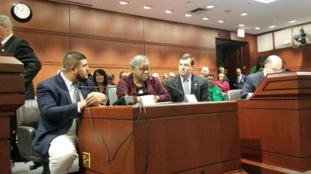 Members of Bridgeport's legislative delegation on Thursday testified in support of casino bill. From left, State Rep. Chris Rosario, State Senator Marilyn Moore and State Rep. Steve Stafstrom.